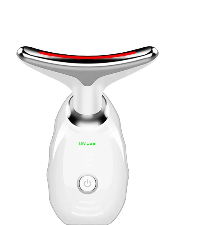 Masajeador facial y de cuello con luz LED roja, color blanco