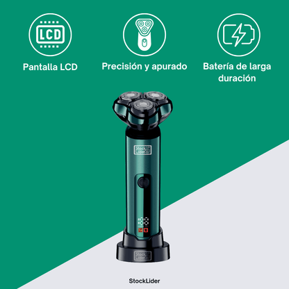 Afeitadora rotativa de 3 cuchillas pivotantes
