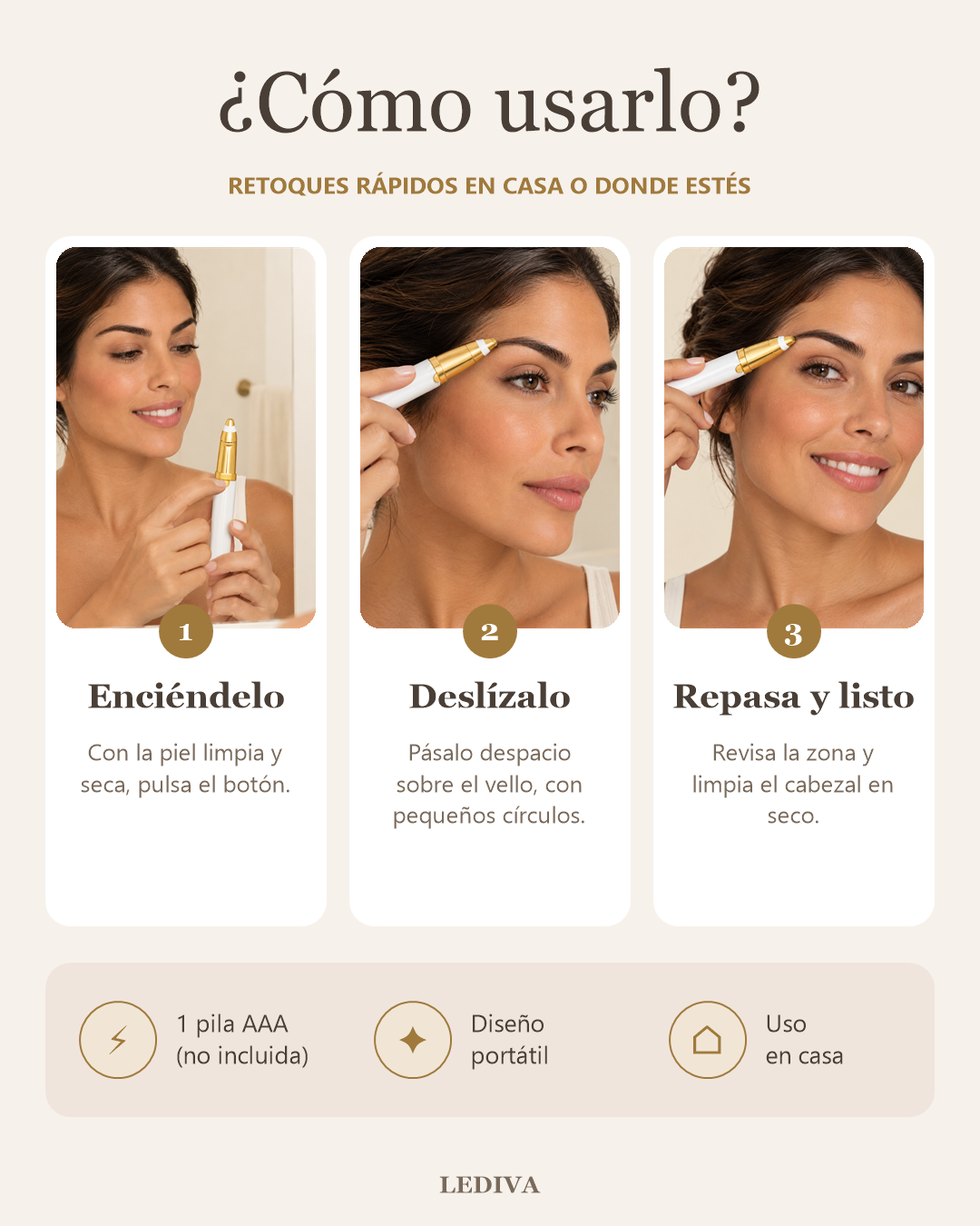 Depilador facial de precisión con luz LED