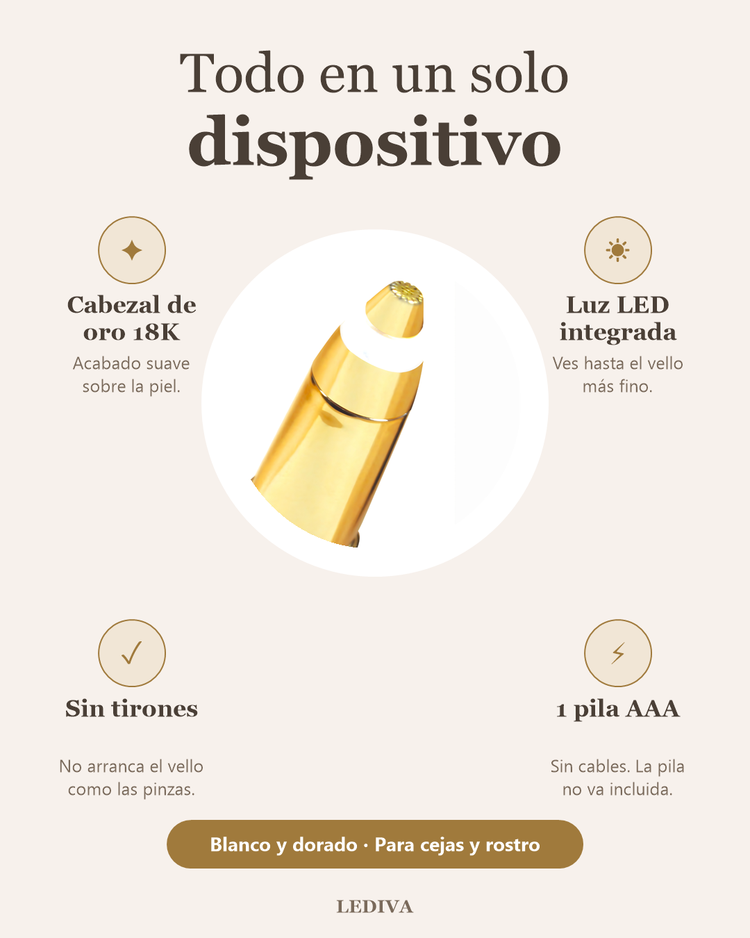 Depilador facial de precisión con luz LED