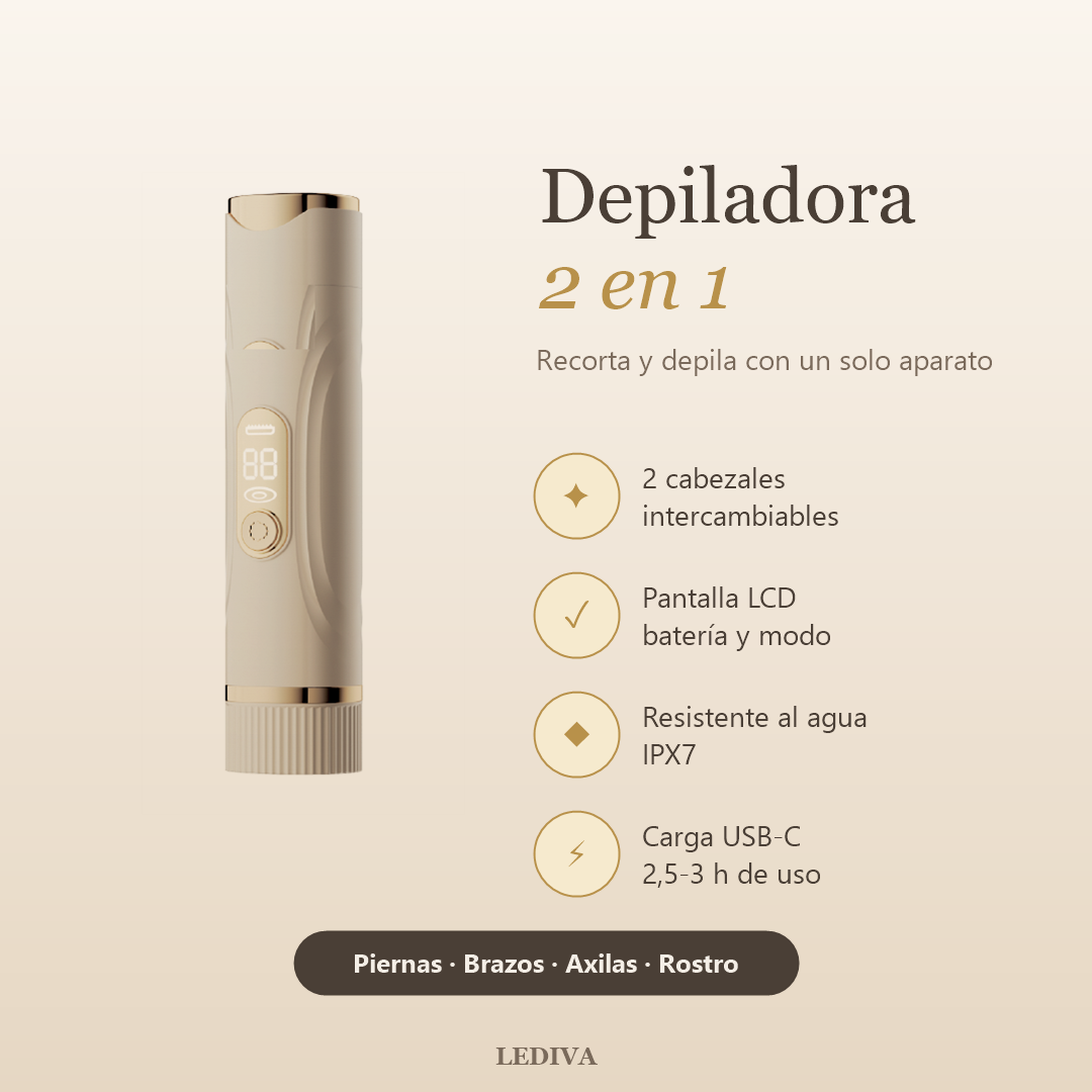 Depiladora 2 en 1 recargable – Recortadora y depiladora