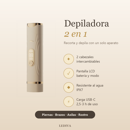 Depiladora 2 en 1 recargable – Recortadora y depiladora