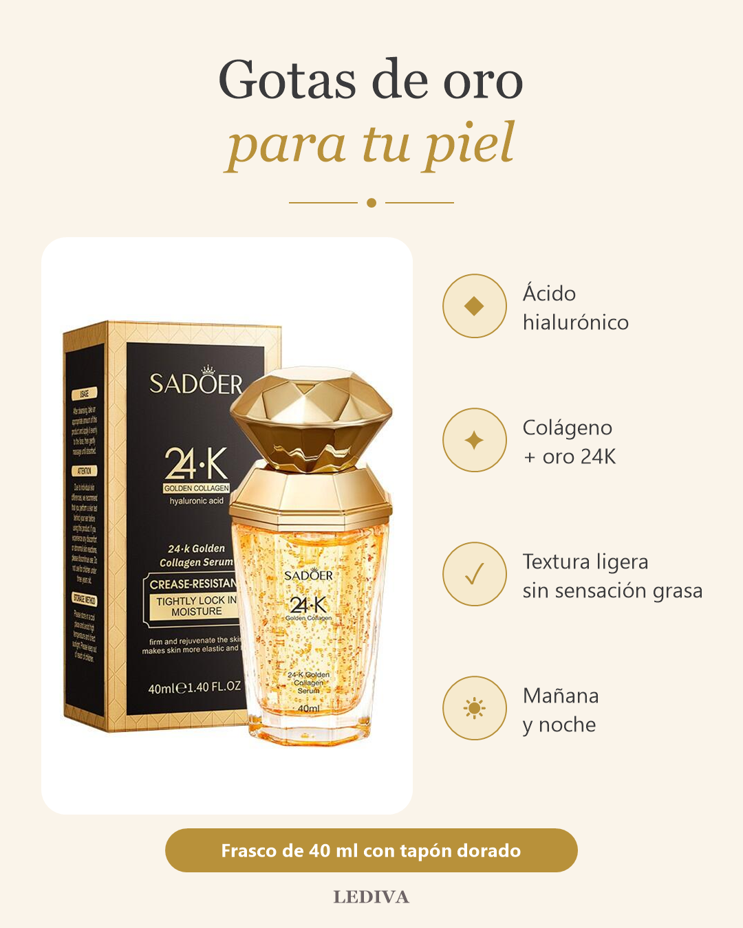 Sérum de Colágeno Oro 24K con Ácido Hialurónico 40 ml